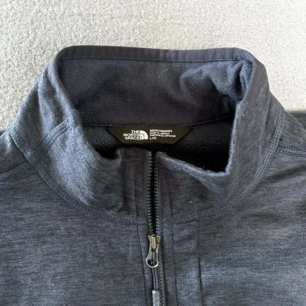 North Face 1/2 Zip Jacket Mens L Gray Fleece‎ Hiking Mid Layer